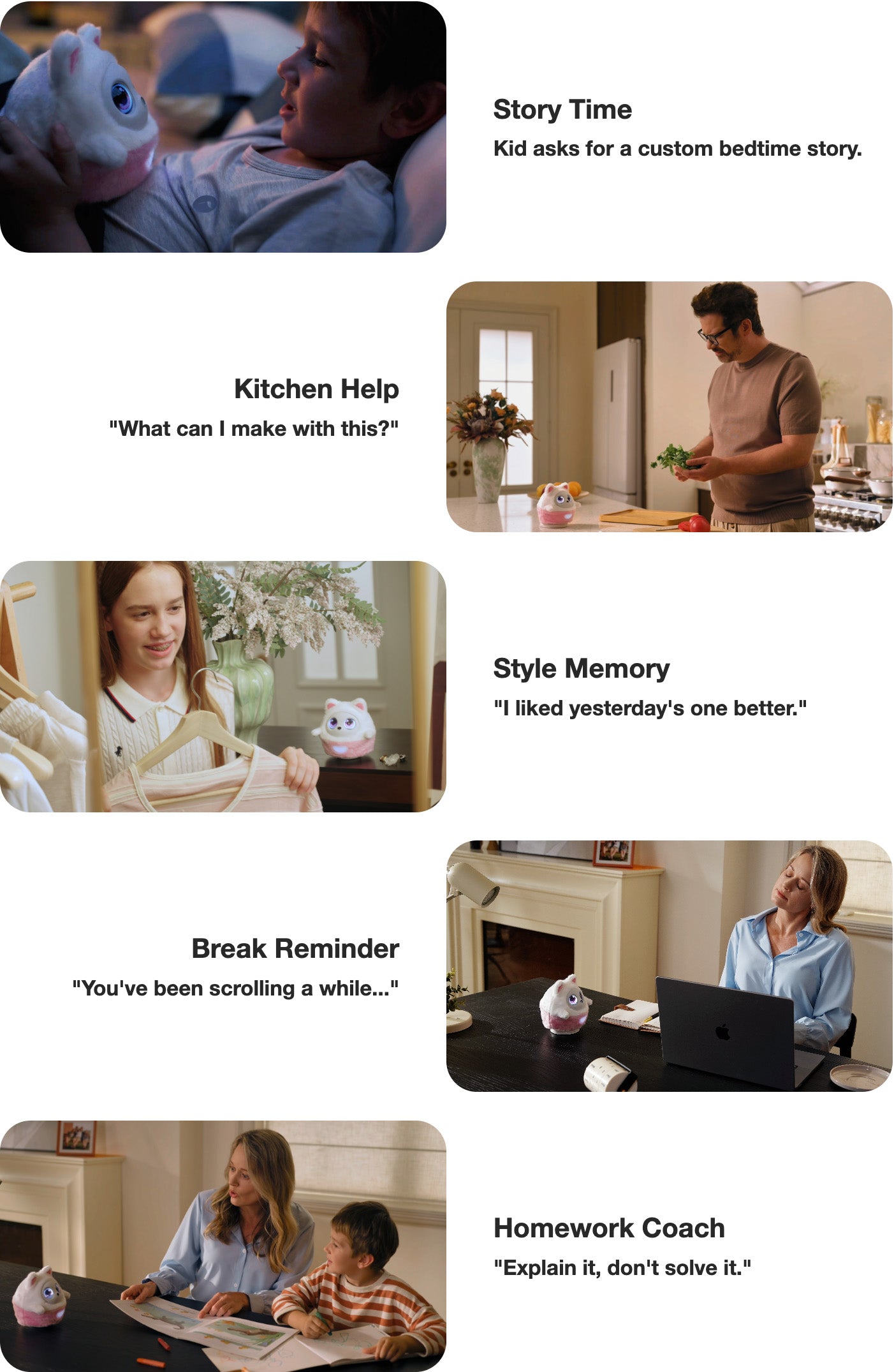 Pophie helping with stories, cooking, style, breaks and homework